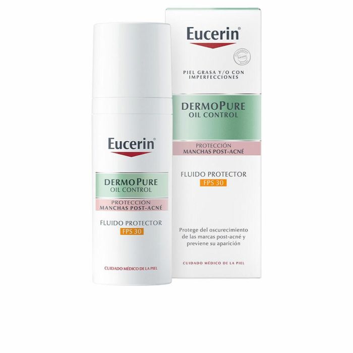 Eucerin DERMOPURE Oil Control Fluido Protector Solar Facial SPF30 Piel Grasa con Acné Imperfecciones y Marcas Post-Acné Acabado Mate 50 ml