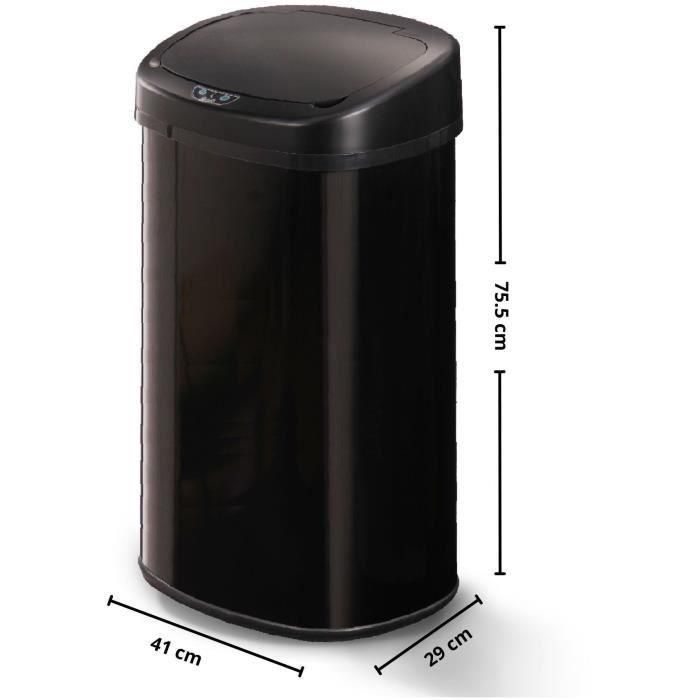 BATIMEX Cubo de basura automático de cocina - Acero inoxidable - Negro - 58L - MAJESTIC 3 BATIMEX Cubo de basura automático de cocina - Acero inoxidable - Negro - 58L - MAJESTIC 3