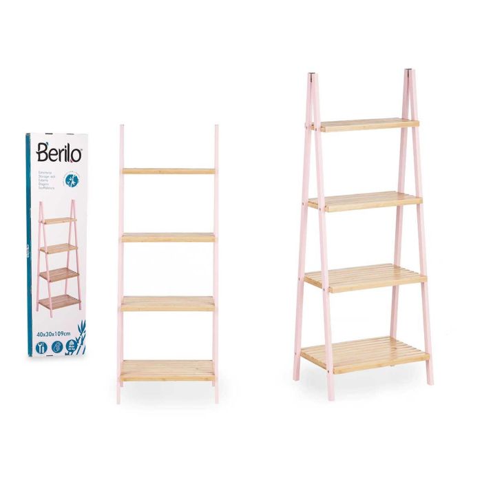Estantería Escalera 4 Estantes Bambú Rosa Natural 40x109x30 cm - Berilo Estantería Escalera 4 Estantes Bambú Rosa Natural 40x109x30 cm - Berilo