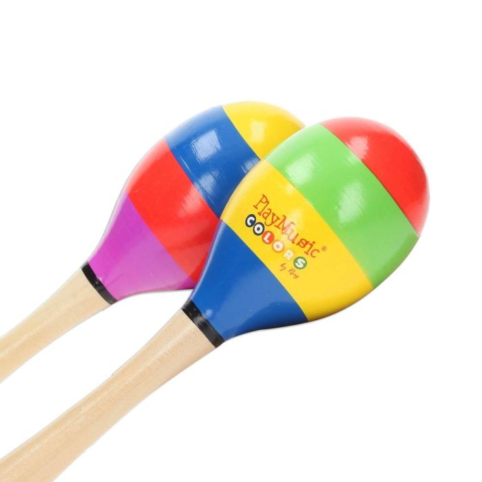 Maracas de madera pintadas, 20 cm. 2 Maracas de madera pintadas, 20 cm. 2