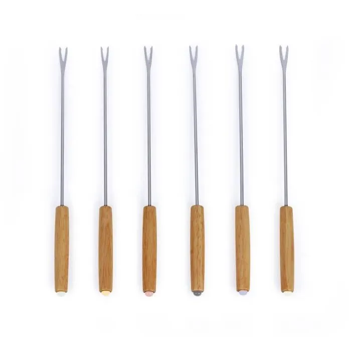 Livoo MEN426C Juego de Fondue Tradicional 2,6L para 6 Personas, Hierro Fundido Esmaltado, Apto para Todo Tipo de Fuegos, Incluye 6 Tenedores 3