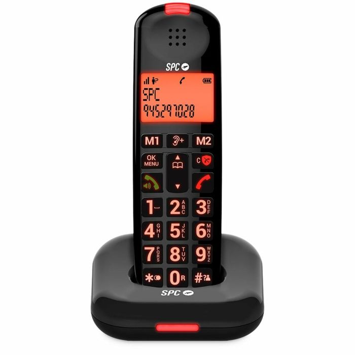 SPC 7612N Teléfono Inalámbrico Comfort Kairo Negro - Pantalla Iluminada, Agenda 100 Contactos, Manos Libres 1