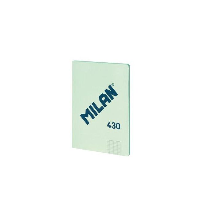 Milán Cuaderno Colección 430 since 1918 A4 Encolado Verde Tapa Flexible 48 Hojas Cuadriculadas 5x5mm Papel 95gr Microperforado Made in Spain