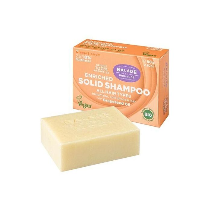 BALADE EN PROVENCE Champú Sólido Enriquecido Cabello Seco 40g - Aceite Semillas Uva Suavidad Bio