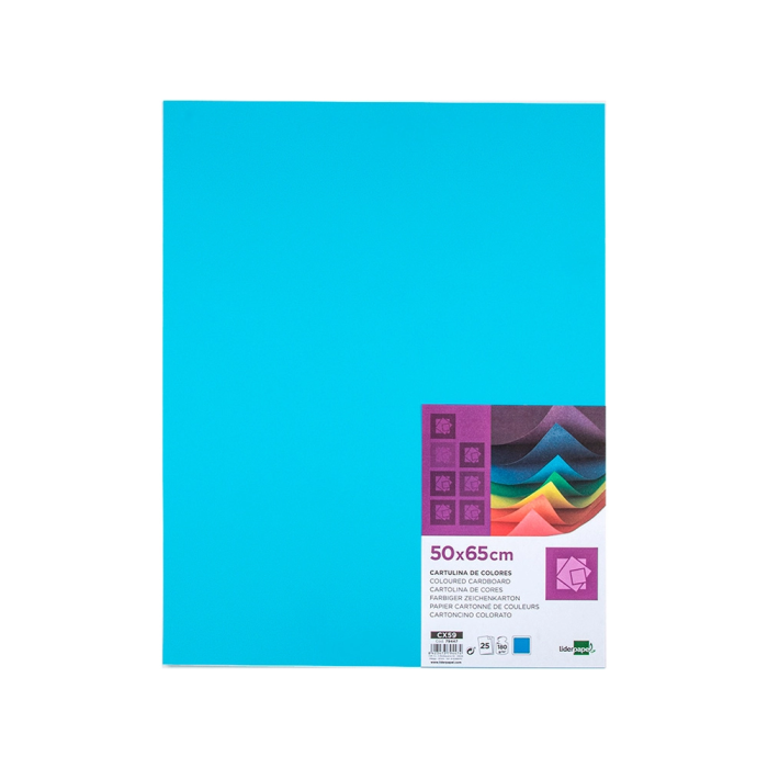 Liderpapel Cartulina 50x65 cm 180g/m2 Celeste Paquete de 25 Hojas para Dibujo y Manualidades 1