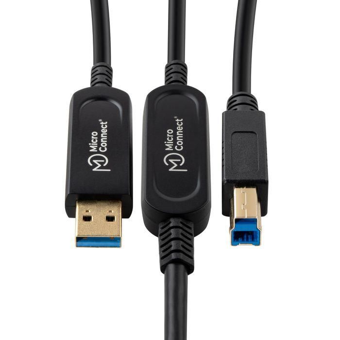 MicroConnect Cable USB de Fibra Óptica Premium 3.2 Gen 2 A-B, 10Gbps, 30m para Impresoras, Escáneres, Cámaras de Reuniones 1
