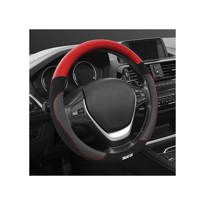 Sparco SPCS122RS Funda de Volante Universal Rojo para Diámetros 37-38cm, Fabricada en Ante PVC, Agarre Cómodo y Antidesgaste 0 Sparco SPCS122RS Funda de Volante Universal Rojo para Diámetros 37-38cm, Fabricada en Ante PVC, Agarre Cómodo y Antidesgaste 0