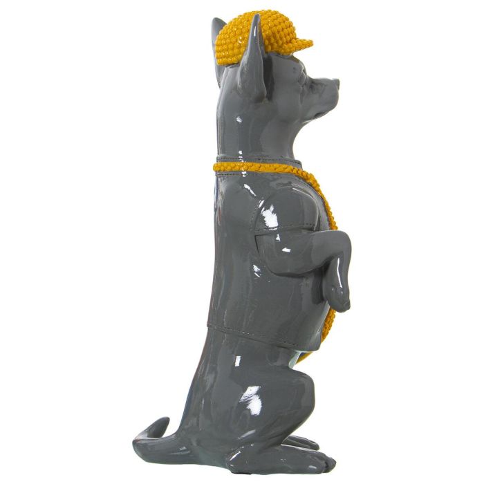 Figura Decorativa Alexandra House Living Amarillo Gris Plástico Perro Corbata 12 x 16 x 30 cm 1