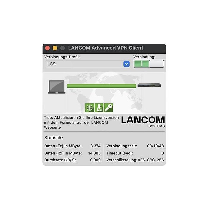 LANCOM Upgrade Advanced VPN Client para Mac, Licencia de Gestión de Redes, 10 Usuarios (Bulk), Compatible con macOS 11 a 15