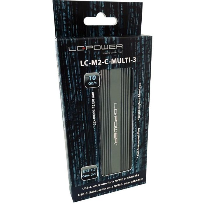 LC-Power LC-M2-C-MULTI-3 Caja Externa SSD M.2 NVMe & SATA USB 3.2 Gen 2 Antracita Aluminio/Plástico 6