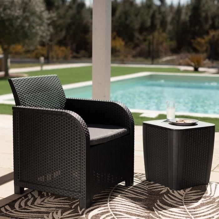 ALLIBERT by KETER - Sillón SanRemo - imitación ratán tejido - gris grafito 1 ALLIBERT by KETER - Sillón SanRemo - imitación ratán tejido - gris grafito 1