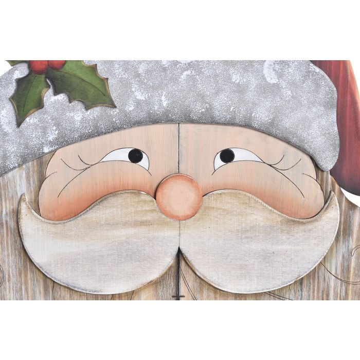 DKD Home Decor Decoracion Colgante Navidad Tradicional Madera Natural Rojo 1.5x52x38 cm (6 Unidades) 1