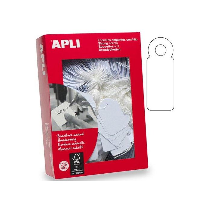 Apli Etiquetas Colgantes Blancas 50x70 mm, Caja 400 Unidades, para Regalos, Bodas y Más