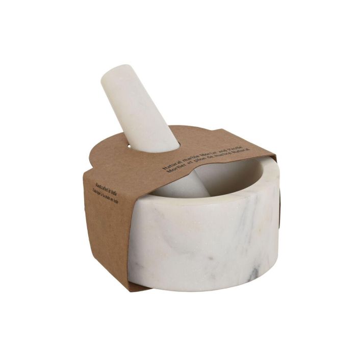 DKD Home Decor Mortero Urban de Mármol Blanco 12.5 x 12.5 x 6.5 cm 2