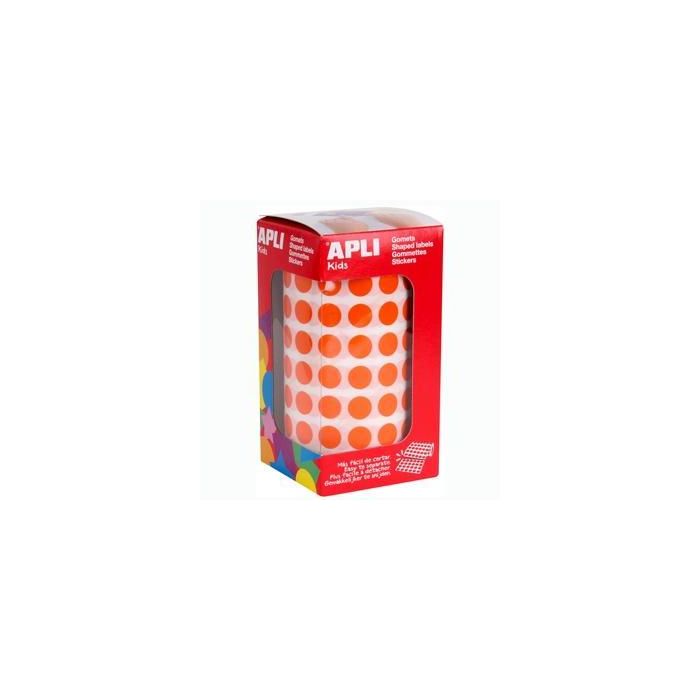 Apli Gomets Permanentes Redondos 10,5 mm Rollo Naranja -Rollo 5192 Unidades-