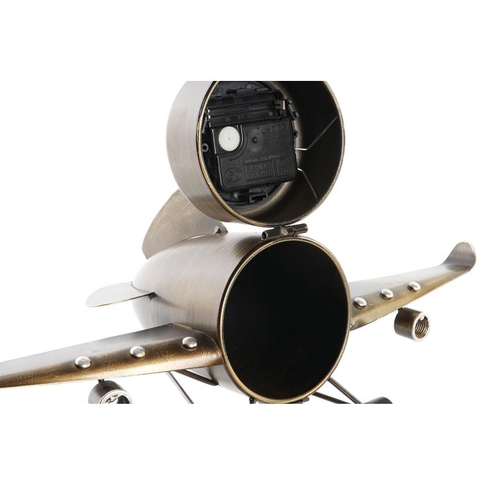 DKD Home Decor Reloj Sobremesa Loft Dorado Plateado Avion 23 x 14 x 42 cm (2 Unidades) 5