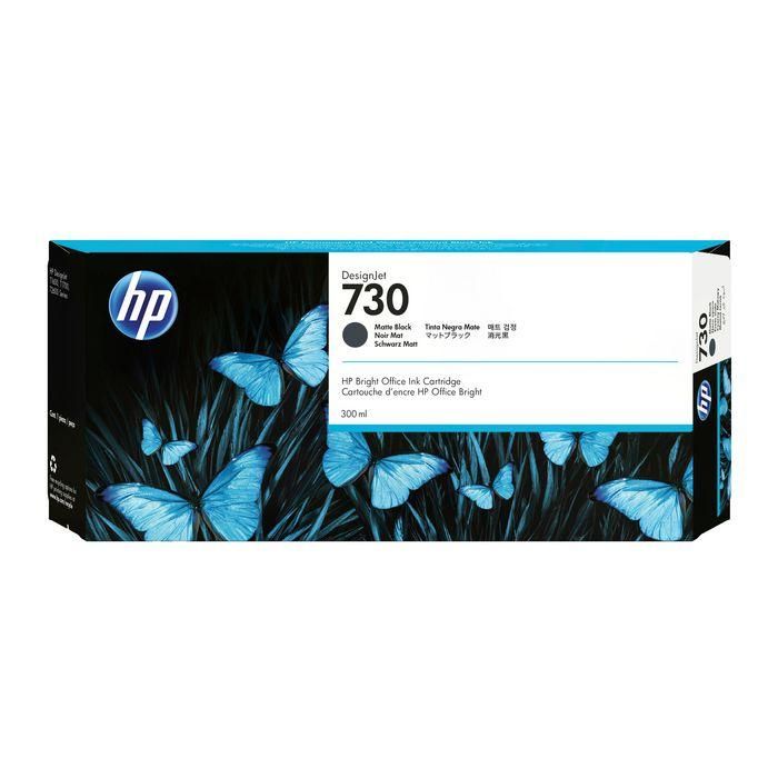 HP P2V71A Tinta DesignJet 730 Schwarz Matt, Cartucho Original Negro Mate 300ml para HP DesignJet T1700