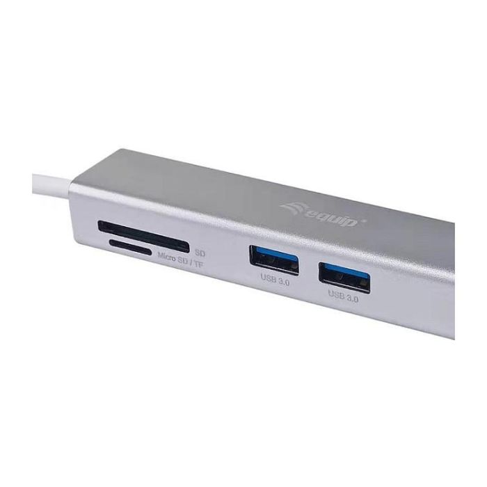 EQUIP Adaptador USB-C a HDMI, 2xUSB 3.0, SD Lector Tarjetas, 4K 30Hz, Color Plata, 0.15m 5 EQUIP Adaptador USB-C a HDMI, 2xUSB 3.0, SD Lector Tarjetas, 4K 30Hz, Color Plata, 0.15m 5