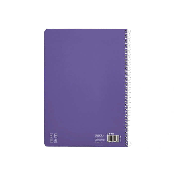 Liderpapel Cuaderno Espiral A4 Pautaguía Tapa Dura 80 Hojas 90gr Cuadro Pautado 3mm Lila 2
