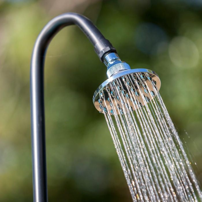 Gre Ducha de jardín PVC aspecto madera con acumulador de agua 9 l, conexión rápida a manguera 4 Gre Ducha de jardín PVC aspecto madera con acumulador de agua 9 l, conexión rápida a manguera 4