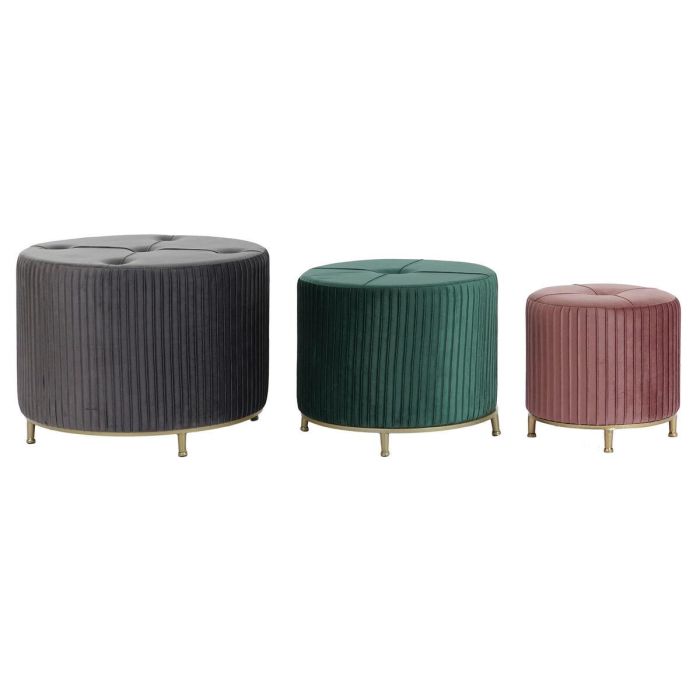 Reposapies DKD Home Decor Gris Verde 60 x 45 x 60 cm Set de 3 Reposapies DKD Home Decor Gris Verde 60 x 45 x 60 cm Set de 3
