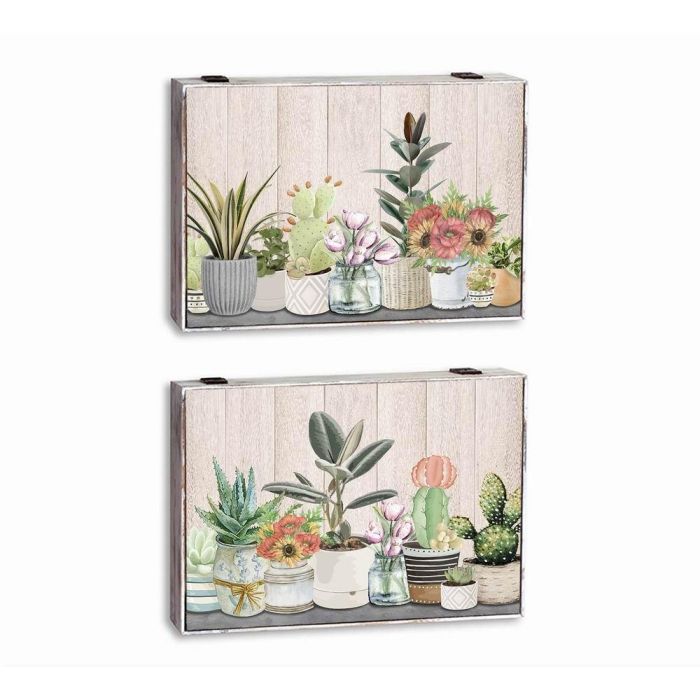 DKD Home Decor Tapa Contador Cottage Mdf Beige Verde 46.5 x 31.5 x 6 cm (2 Unidades)