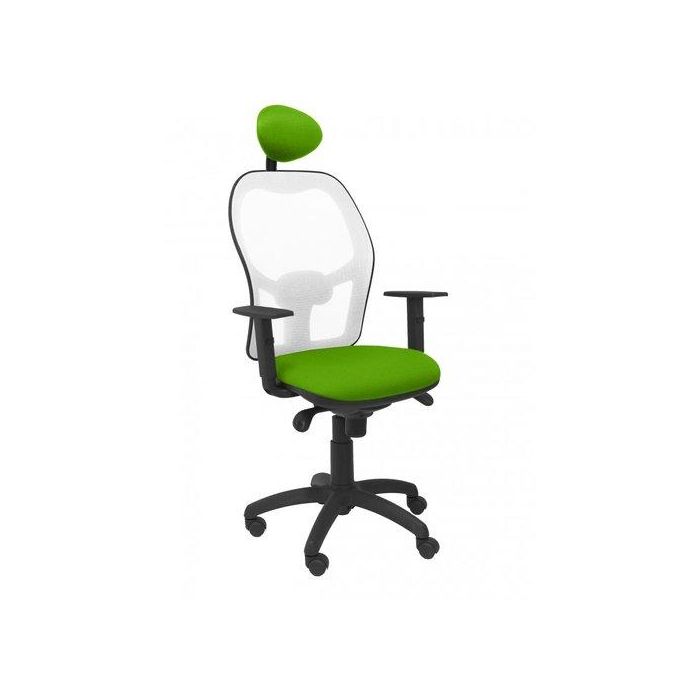 Silla Piqueras Y Crespo Jorquera Brazos Regulables Cabecero Fijo Mecanismo Sincro Con Regulador De Tension Respaldo De Malla Blanca Y Asiento Tapizado Bali Verde Pistacho