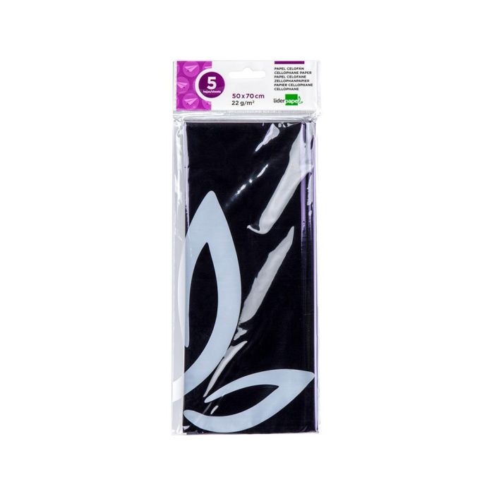 Papel Celofan Liderpapel 50x70 cm 22 gr-M2 Bolsa De 5 Hojas Violeta 1