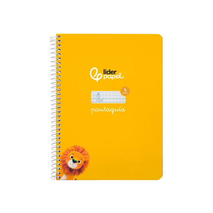 Liderpapel Cuaderno Espiral A5 Pautaguía Tapa Dura 80 Hojas 90gr Cuadro Pautado 5mm Color Amarillo 1