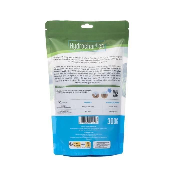 Retenedor de agua Hydrochar CS - TERRA NOSTRA - 162334 - Ahorro de agua para plantas - Sobre de 300 g 1 Retenedor de agua Hydrochar CS - TERRA NOSTRA - 162334 - Ahorro de agua para plantas - Sobre de 300 g 1
