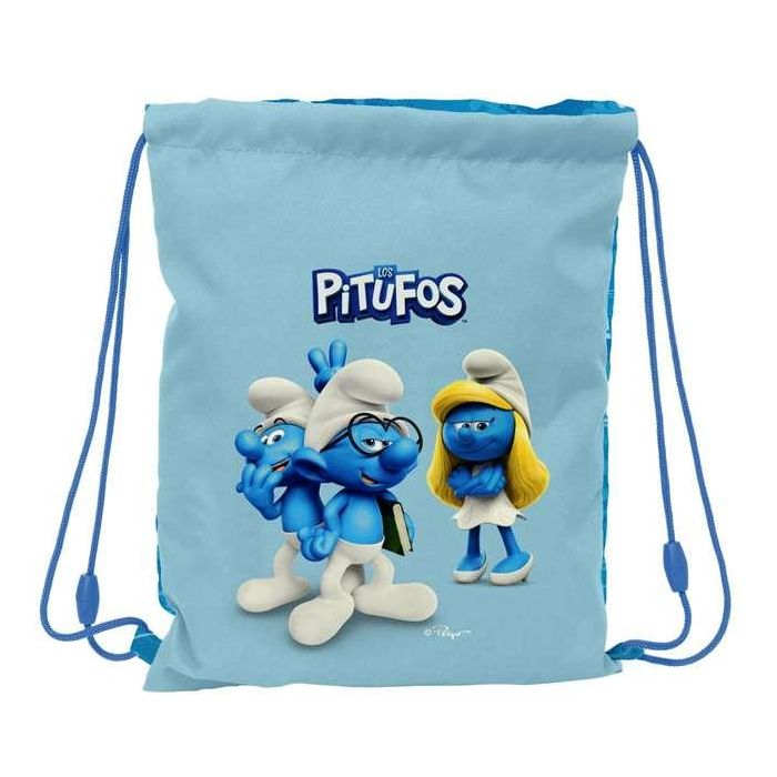 Bolsa Mochila con Cuerdas Los Pitufos Azul Azul cielo 26 x 34 x 1 cm Bolsa Mochila con Cuerdas Los Pitufos Azul Azul cielo 26 x 34 x 1 cm