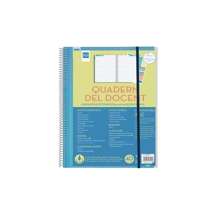 Cuaderno/Agenda Finocam Catalan Del Docente No Data Espiral Tapa Pp S/V 230X310 Con Goma