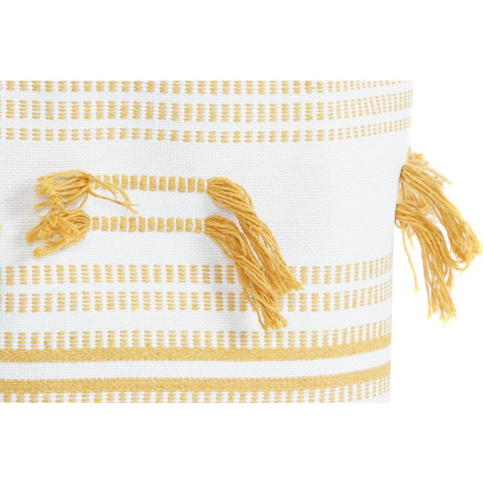 DKD Home Decor Cesta Boho Beige Mostaza Algodón Poliéster Flecos Set de 3 Piezas 43 x 45 x 43 cm 2