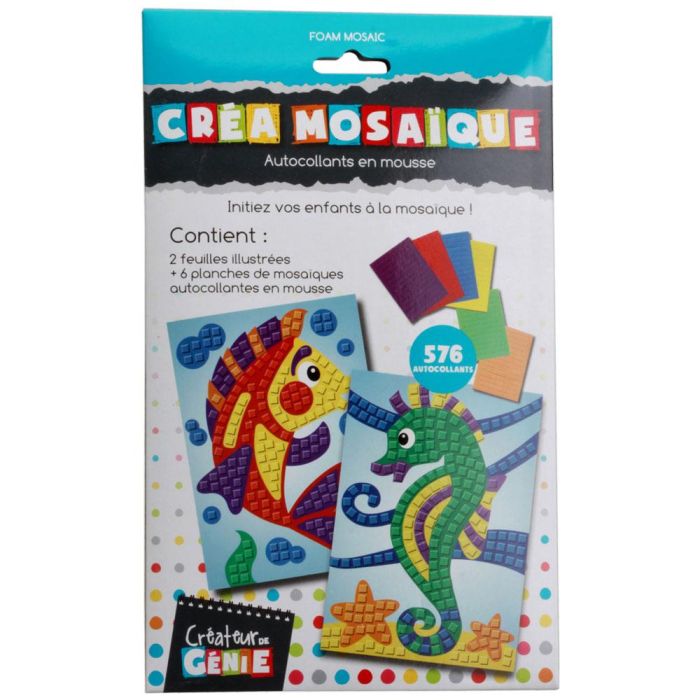 Createur de Genie Mosaicos Infantiles con Fichas Ilustradas y Planchas de Espuma Adhesiva para Niños 3