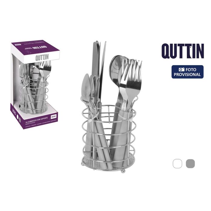 Inde Set de Cubiertos 17 Piezas con Soporte Metálico Modelo D (6 Cajas)
