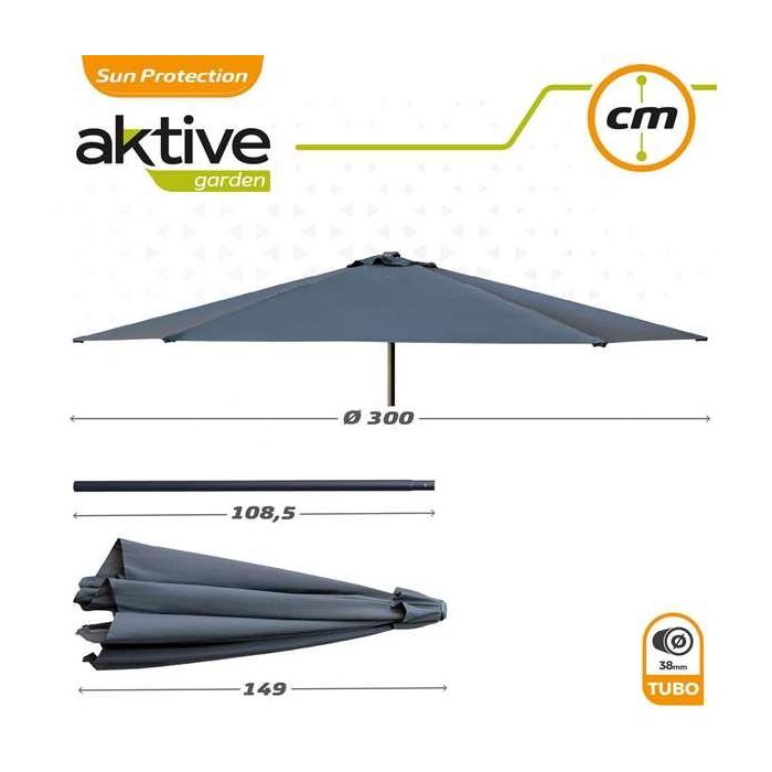 Parasol terraza 300 cm con chimenea y mástil de aluminio 3,8 cm color antracita 1 Parasol terraza 300 cm con chimenea y mástil de aluminio 3,8 cm color antracita 1