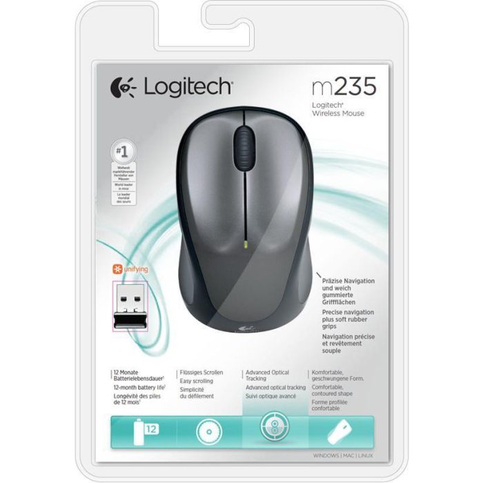 Logitech Ratón M235 Rf Inalámbrico 1000Ppp Ambidiestro 3 Botones Compacto Gris-Negro 4 Logitech Ratón M235 Rf Inalámbrico 1000Ppp Ambidiestro 3 Botones Compacto Gris-Negro 4