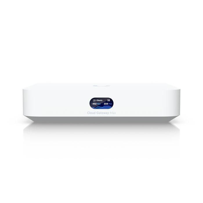 Ubiquiti Cloud Gateway Max - Compact 2.5G Cloud Gateway with 30+ UniFi device / 300+ client support, 2.3 Gbps IPS routing, and selectable NVR storage. 1 Ubiquiti Cloud Gateway Max - Compact 2.5G Cloud Gateway with 30+ UniFi device / 300+ client support, 2.3 Gbps IPS routing, and selectable NVR storage. 1