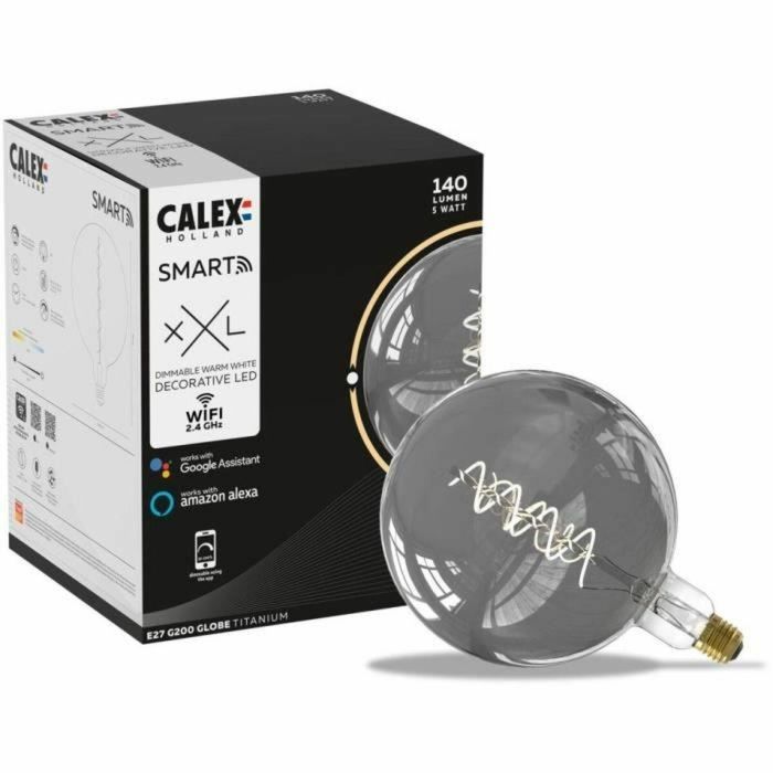 Bombilla LED E27 - CALEX - G200 SMART LED - 5 W - 130 lm - 2100 K - Regulable - Titanio 5 Bombilla LED E27 - CALEX - G200 SMART LED - 5 W - 130 lm - 2100 K - Regulable - Titanio 5