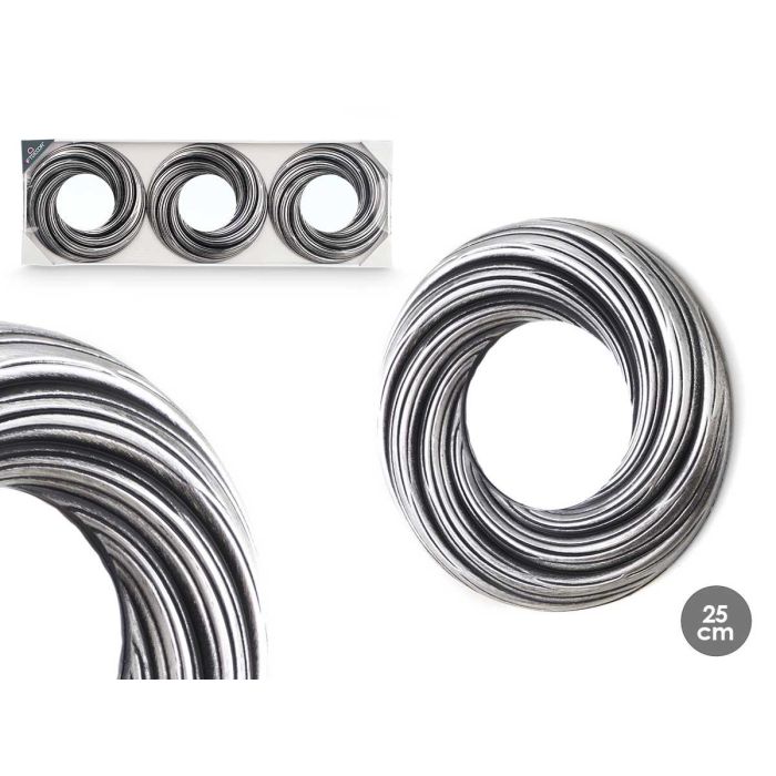 Set 3 Espejos Redondo Ondas Negro Plata Giftdecor 77X3CM (8 Unidades) Set 3 Espejos Redondo Ondas Negro Plata Giftdecor 77X3CM (8 Unidades)