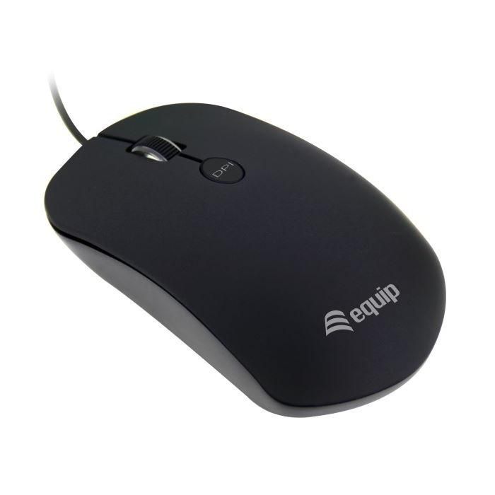 Equip Ratón Óptico USB 4 Botones 800/1200/1600 DPI Revestimiento Goma Plug and Play Ergonómico