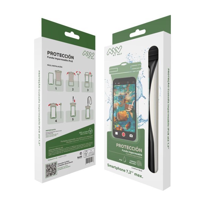 myway funda acuática universal Floating IPx8 hasta 7,2" negra 2 myway funda acuática universal Floating IPx8 hasta 7,2" negra 2