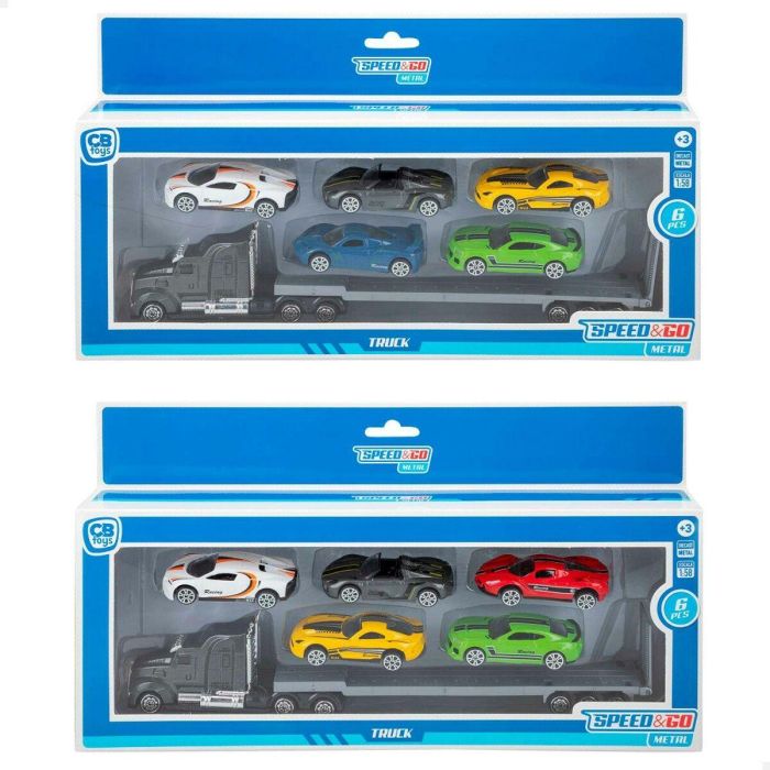 Camión Portavehículos y Coches Speed & Go 28 x 5 x 4,5 cm (12 Unidades) 1 Camión Portavehículos y Coches Speed & Go 28 x 5 x 4,5 cm (12 Unidades) 1