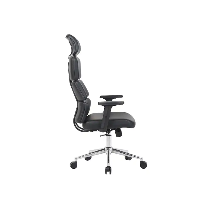 Q-connect Silla de Dirección Aurea Similpiel Negra, Altura Max 1400 mm, Anchura 520 mm, Profundidad 510 mm, Ruedas Premium 3