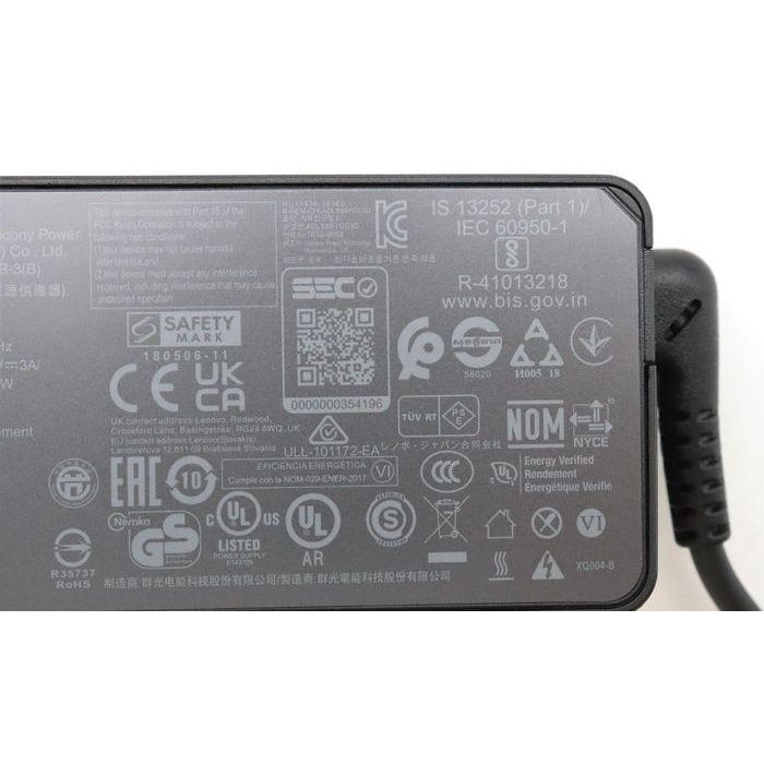 Lenovo 65W AC adapter with Power Delivery, 3 output voltages (20V, 15V, 9V, 5V), 3-pin design, worldwide compatibility. 4 Lenovo 65W AC adapter with Power Delivery, 3 output voltages (20V, 15V, 9V, 5V), 3-pin design, worldwide compatibility. 4