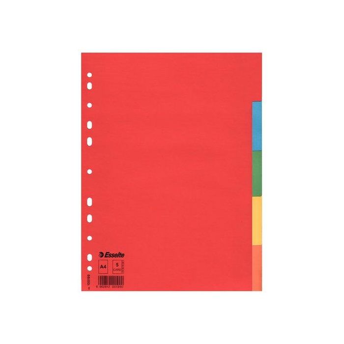 Esselte Separadores Multitaladro Cartón A4 5 Posiciones Colores