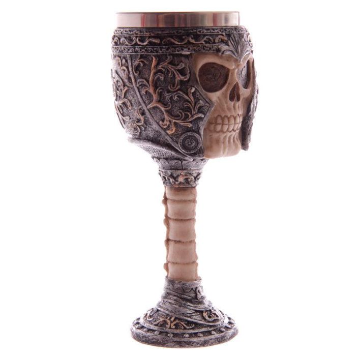 PUCKATOR Copa Cráneo Guerrero Gótico de Resina y Acero Inoxidable - 18x7,5cm 0 PUCKATOR Copa Cráneo Guerrero Gótico de Resina y Acero Inoxidable - 18x7,5cm 0