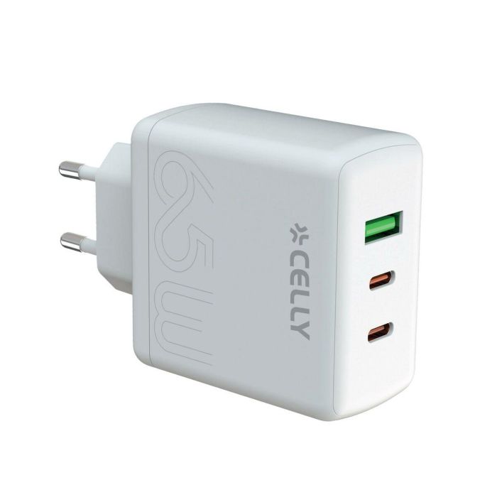 Cargador de Pared Celly TC3GAN65WEVOWH Blanco 65 W 1 Cargador de Pared Celly TC3GAN65WEVOWH Blanco 65 W 1