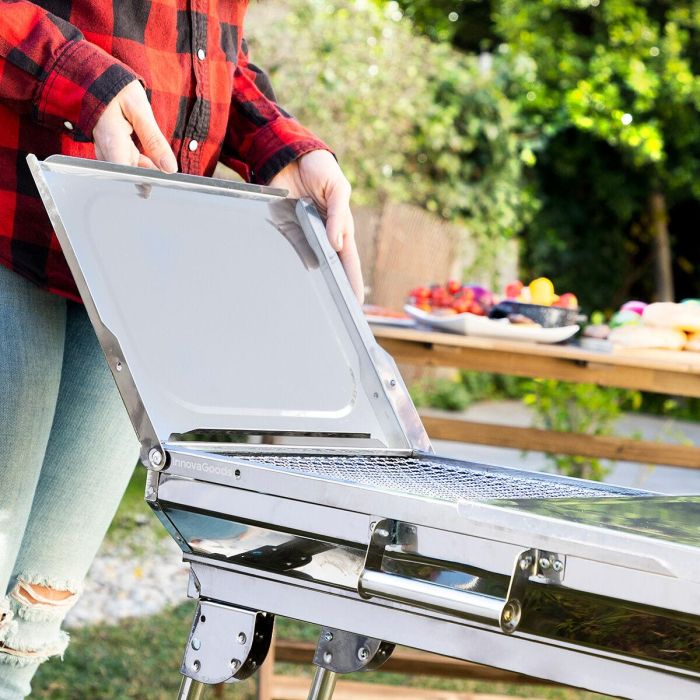 Barbacoa Plegable de Acero Inoxidable para Carbón ExelQ InnovaGoods 9 Barbacoa Plegable de Acero Inoxidable para Carbón ExelQ InnovaGoods 9