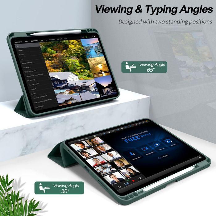 eSTUFF Estuche para lápiz MIAMI para iPad Pro 12.9 2022/2021 - Cuero PU verde oscuro/transparente 2